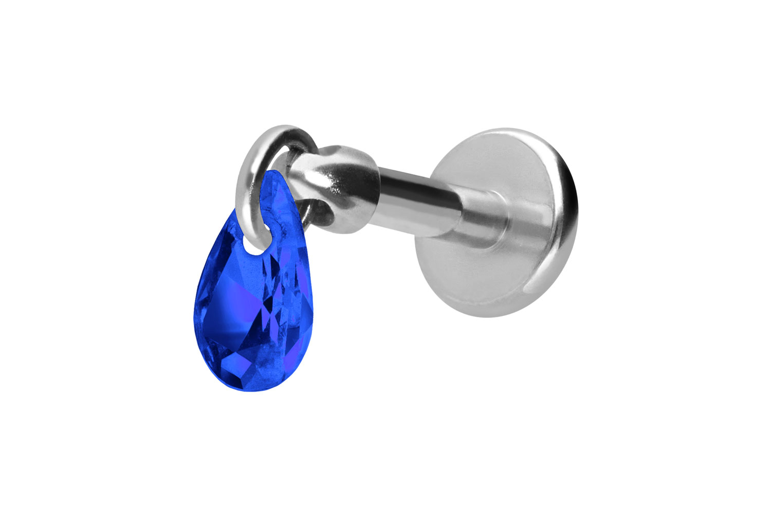 Titan Labret Piercing mit Innengewinde KRISTALLTROPFEN